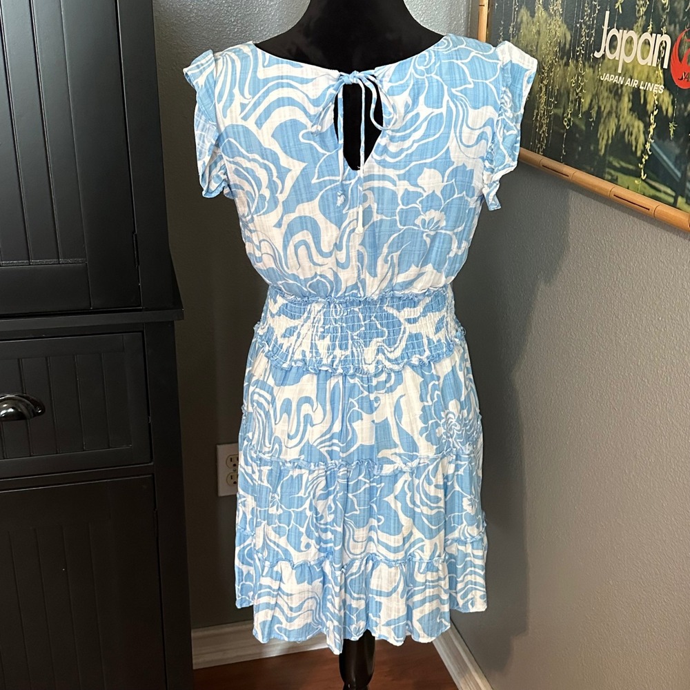 Lily Rose Juniors Medium White Floral Smocked Mini Dress Cottagecore Boho - Picture 4 of 8